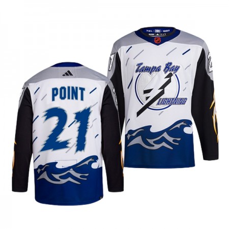 Män Ishockey Tampa Bay Lightning tröja Brayden Point 21 Adidas 2022-23 Vit Reverse Retro 2.0 Authentic